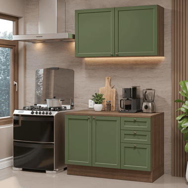 Cocina Compacta 120 cm Marrón/Verde Vik Madesa