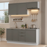 Cocina Integral 180 cm Blanco/Gris Vik Madesa 01