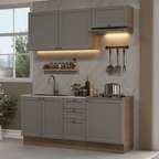 Cocina Compacta 180 x 52 cm Marrón/Gris Vik Madesa