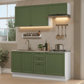 Cocina Compacta 180 x 52 cm 6 Puertas 3 Cajones Blanco/Verde Vik Madesa 01