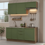 Cocina Compacta 180 x 52 cm Marrón/Verde Vik Madesa