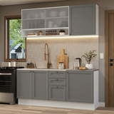 Cocina Integral 180 cm Blanco/Gris Vik Madesa 03