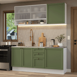 Cocina Integral 180 cm Blanco/Verde Vik Madesa 03