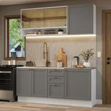 Cocina Integral 180 cm Blanco/Gris Vik Madesa 04