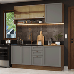 Cocina Compacta 180 cm Marrón/Gris Vik Madesa