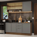 Cocina Integral 180 cm Marrón/Gris Vik Madesa 04