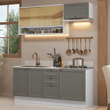 Cocina Integral 180 cm Blanco/Gris Vik Madesa 05