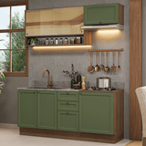 Cocina Integral 180 cm Marrón/Verde Vik Madesa 05