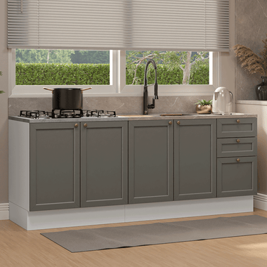 Cocina Compacta 200 cm Sin Encimera Blanco/Gris Vik Madesa