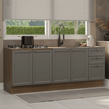 Cocina Compacta 200 cm Sin Encimera Marrón/Gris Vik Madesa