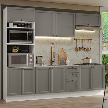 Cocina Integral 270 cm Blanco/Gris Vik Madesa 01
