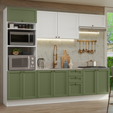 Cocina Integral 270 cm Blanco/Verde/Blanco Vik Madesa 01