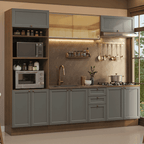 Cocina Integral 270 cm Con Mueble para Horno Marrón/Gris Vik Madesa