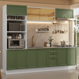 Cocina Integral 270 cm Blanco/Verde Vik Madesa 02