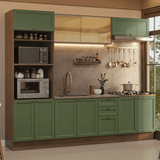 Cocina Integral 270 cm Marrón/Verde Vik Madesa 02