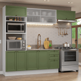 Cocina Integral 270 cm Blanco/Verde Vik Madesa 03