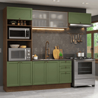 Cocina Integral 270 cm Con Mueble para Horno Marrón/Verde Vik Madesa