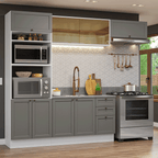 Cocina Integral 270 cm Con Mueble para Horno Blanco/Gris Vik Madesa
