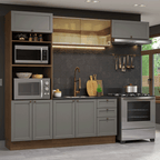 Cocina Integral 270 cm Con Mueble para Horno Marrón/Gris Vik Madesa