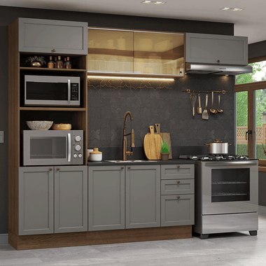 Cocina Integral 270 cm Con Mueble para Horno Marrón/Gris Vik Madesa