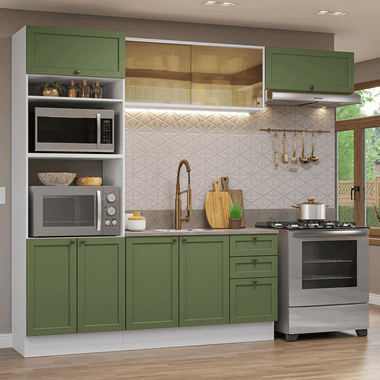 Cocina Integral 270 cm Con Mueble para Horno Blanco/Verde Vik Madesa