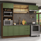 Cocina Integral 270 cm Marrón/Verde Vik Madesa 04