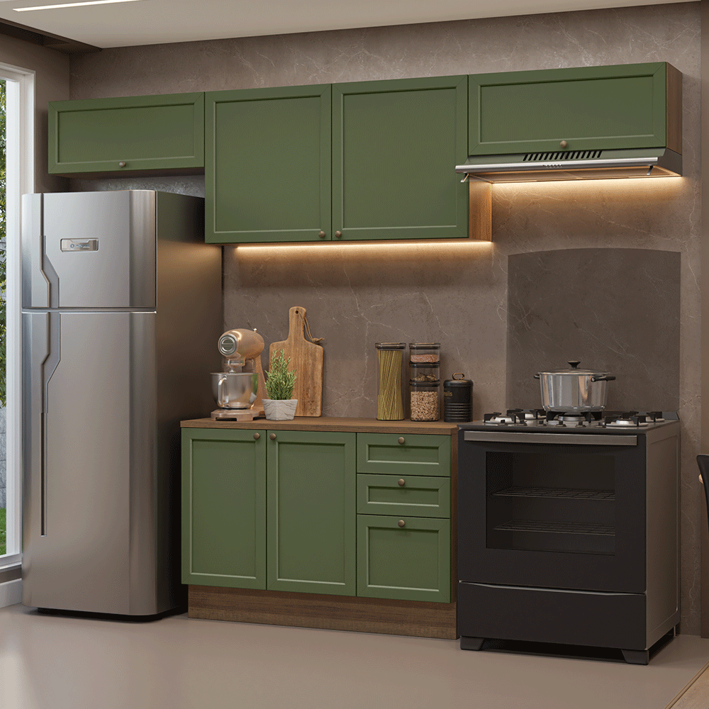 Cocina Integral 280 cm Marrón/Verde Vik Madesa 01