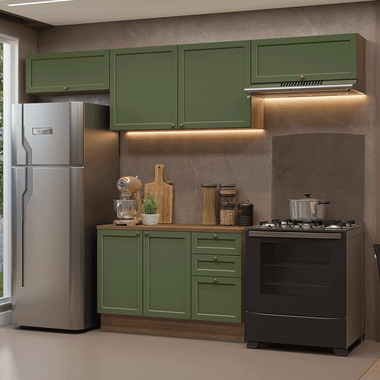 Cocina Compacta 280 cm Marrón/Verde Vik Madesa