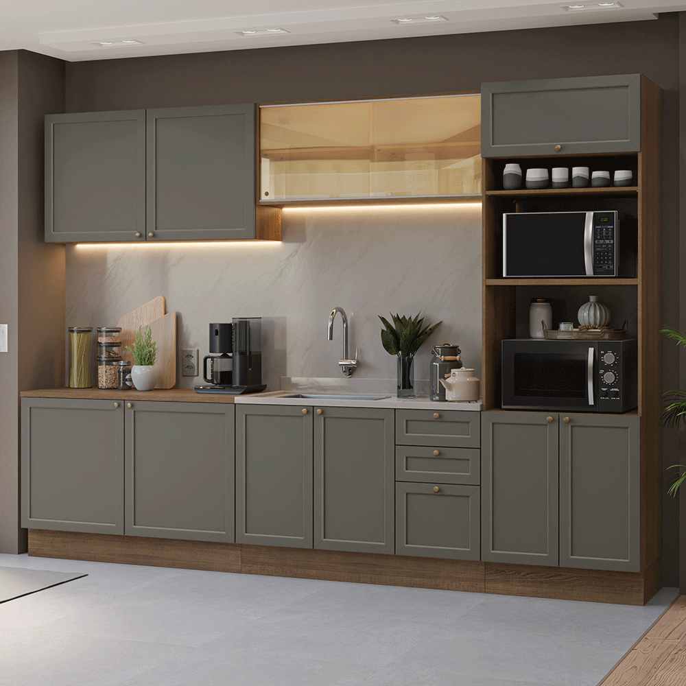 Cocina Integral 310 cm Marrón/Gris Vik Madesa 01