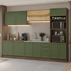 Cocina Integral 310 cm Con Mueble para Horno Marrón/Verde Vik Madesa