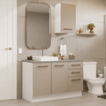 Kit Gabinete Bajo y Gabinete Superior para Baño 120 cm 3 Puertas 3 Cajones Blanco/Crema Agata Madesa