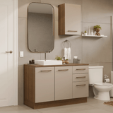 Gabinete para Baño 120 cm 3 Puertas 3 Cajones Agata Marrón/Crema 01