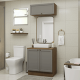 Combo Gabinete Bajo para Baño 80cm 3 Puertas Marrón/Gris Vik Madesa 02