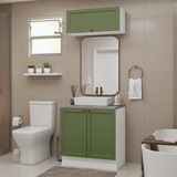 Combo Gabinete Bajo para Baño 80cm 3 Puertas Blanco/Verde Vik Madesa 02