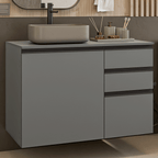Gabinete para Baño Flotante 100 cm 1 Puerta 3 Cajones Gris Nice Madesa