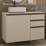 Gabinete Bajo para Baño de 100cm Sin Patas 1 Puerta 3 cajones Crema Nice 03