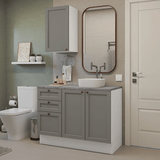 Combo Gabinete Bajo para Baño 110cm 3 Gavetas 3 Puertas Blanco/Gris Vik Madesa 01