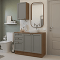 Kit Gabinete Bajo y Gabinete Superior para Baño 110 x 52 cm 3 Puertas 3 Cajones Marrón/Gris Vik Madesa