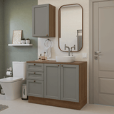 Combo Gabinete Bajo para Baño 110cm 3 Gavetas 3 Puertas Marrón/Gris Vik Madesa 01