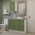 Kit Gabinete Bajo y Gabinete Superior para Baño 110 x 52 cm 3 Puertas 3 Cajones Blanco/Verde Vik Madesa