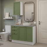 Combo Gabinete Bajo para Baño 110cm 3 Gavetas 3 Puertas Blanco/Verde Vik Madesa 01