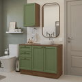 Kit Gabinete Bajo y Gabinete Superior para Baño 110 x 52 cm 3 Puertas 3 Cajones Marrón/Verde Vik Madesa