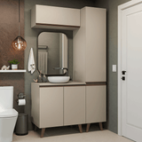 Gabinetes para Baño 120 cm, Con Patas 5 puertas, Crema Nice 02
