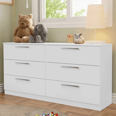 Cómoda Infantil 150 cm 6 Cajones Blanco Madesa