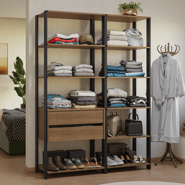 Clóset Modulado 2 Cajones 9 Niveles 129cm Marrón/Negro Valencia
