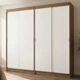 Conjunto de 2 Clósets 4 Puertas Corredizas Marrón/Blanco Tokio Madesa