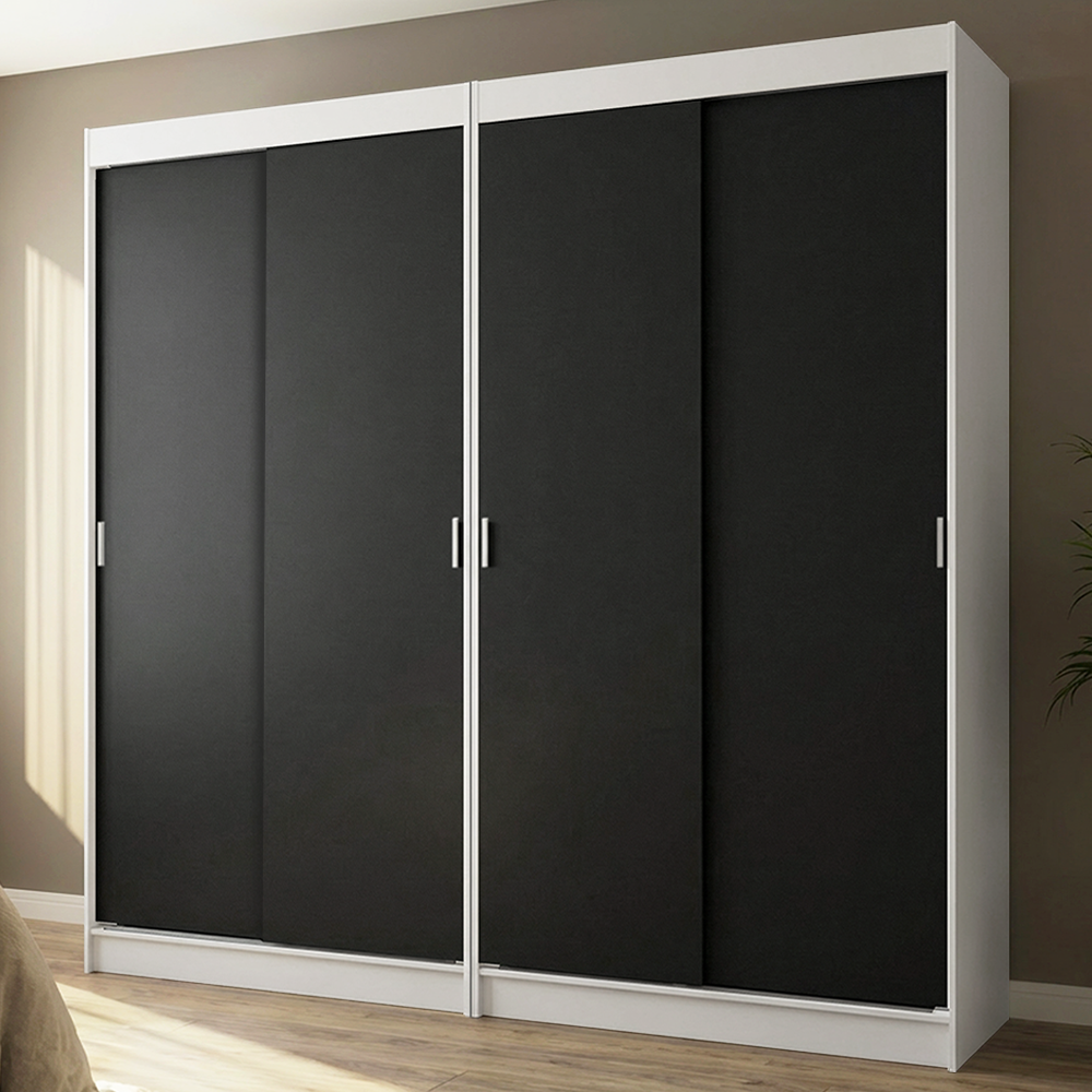 Conjunto de 2 Clósets 4 Puertas Corredizas Blanco/Negro Tokio Madesa