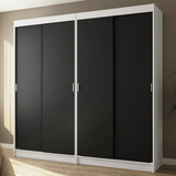 Conjunto de 2 Clósets 4 Puertas Corredizas Blanco/Negro Tokio Madesa