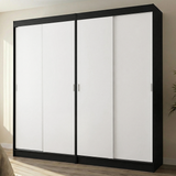 Conjunto de 2 Clósets 4 Puertas Corredizas Negro/Blanco Tokio Madesa