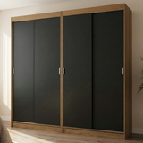 Conjunto de 2 Clósets 4 Puertas Corredizas Marrón/Negro Tokio Madesa